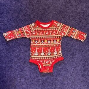 Disney Mickey Mouse Holiday long sleeve Onesie - 6 Months